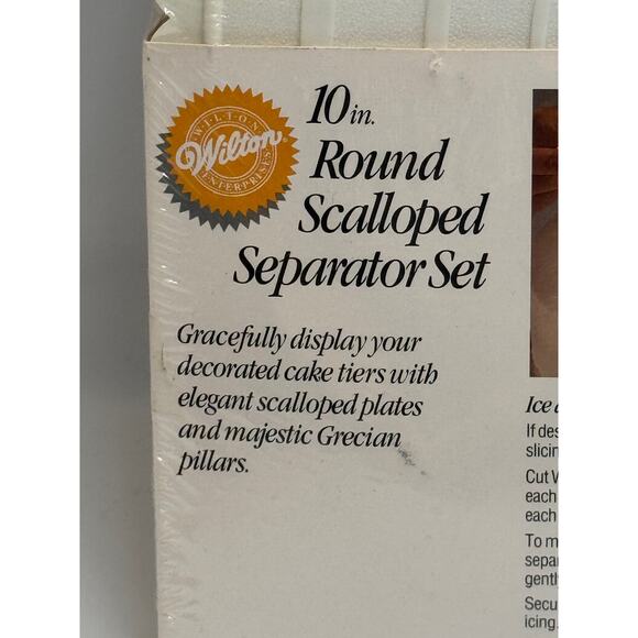Wilton 10" Round Scalloped Separator Set Cake Stand Plates Grecian Pillars - Picture 5 of 5
